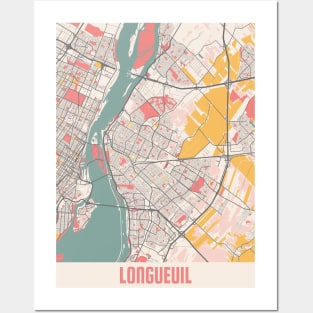 Longueuil - Canada Chalk City Map Posters and Art